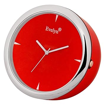 Evelyn Analog Table Clock Classic Small Round Car Dashboard Time Desk Clock Red Size 45mm