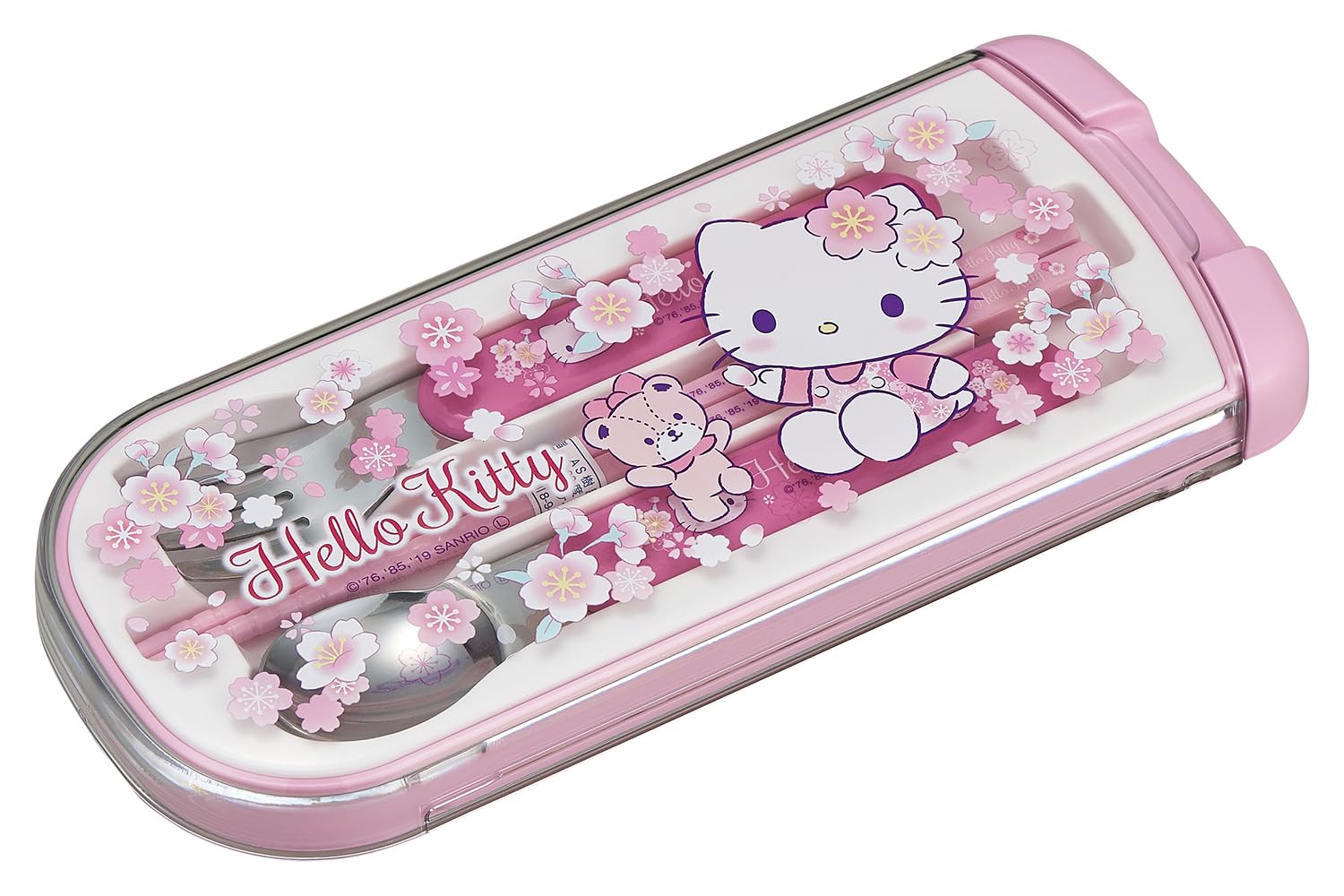 Photo 1 of OSK CT-20 Hello Kitty Cutlery Set, Sakura, Pull, Trio, Chopsticks, Spoon, Fork, Made in Japan, Sliding, Dishwasher Safe, Easy to Use, For Girls, Children, Elementary School Students