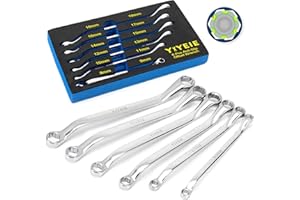 YIYEIE 6 Pc. Bolt Extractor Wrench Set, Metric 8-19mm, 6 Point Box End Wrench Set with 45° Offset, CR-V Steel, Stripped & Rounded Bolt Remover Wrench with EVA Foam