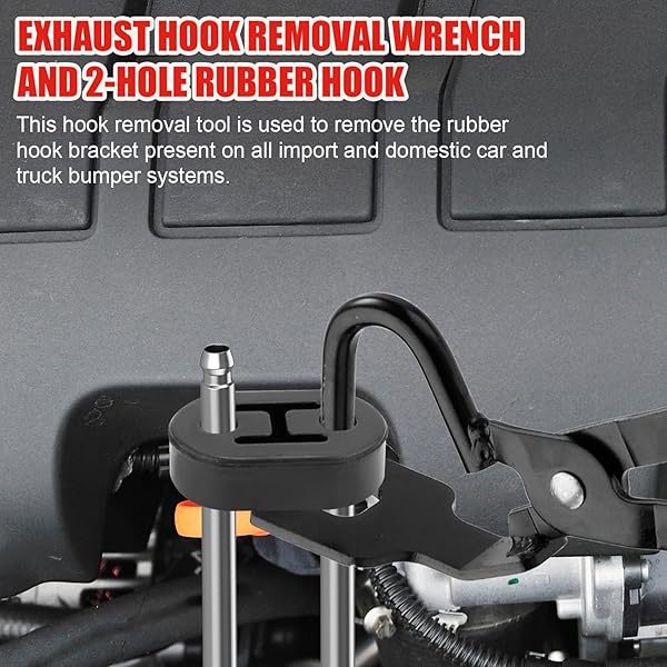 GOSKNOR EXHAUST HANGER PLIERS & 4PCS 2 HOLE RUBBER EXHAUST HANGERS, EXHAUST HOOK WRENCH UNIVERSAL MUFFLER HANGER PLIERS TOOL KIT COMPATIBLE WITH CAR AND TRUCK EXHAUST SYSTEMS