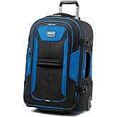 Travelpro Unisex-Adult Bold-Softside Expandable Rollaboard Upright Luggage, Blue/Black, Checked-Medium 25-Inch