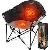 Colorsoul Heated Oversized Camping Chairs,Extra-Large Padded Outdoor Chairs 3 Level Heating&450lbs Support,Heavy Duty Folding Heated Lawn Chair for Patio,Tailgating,Battery NOT Included,Black
