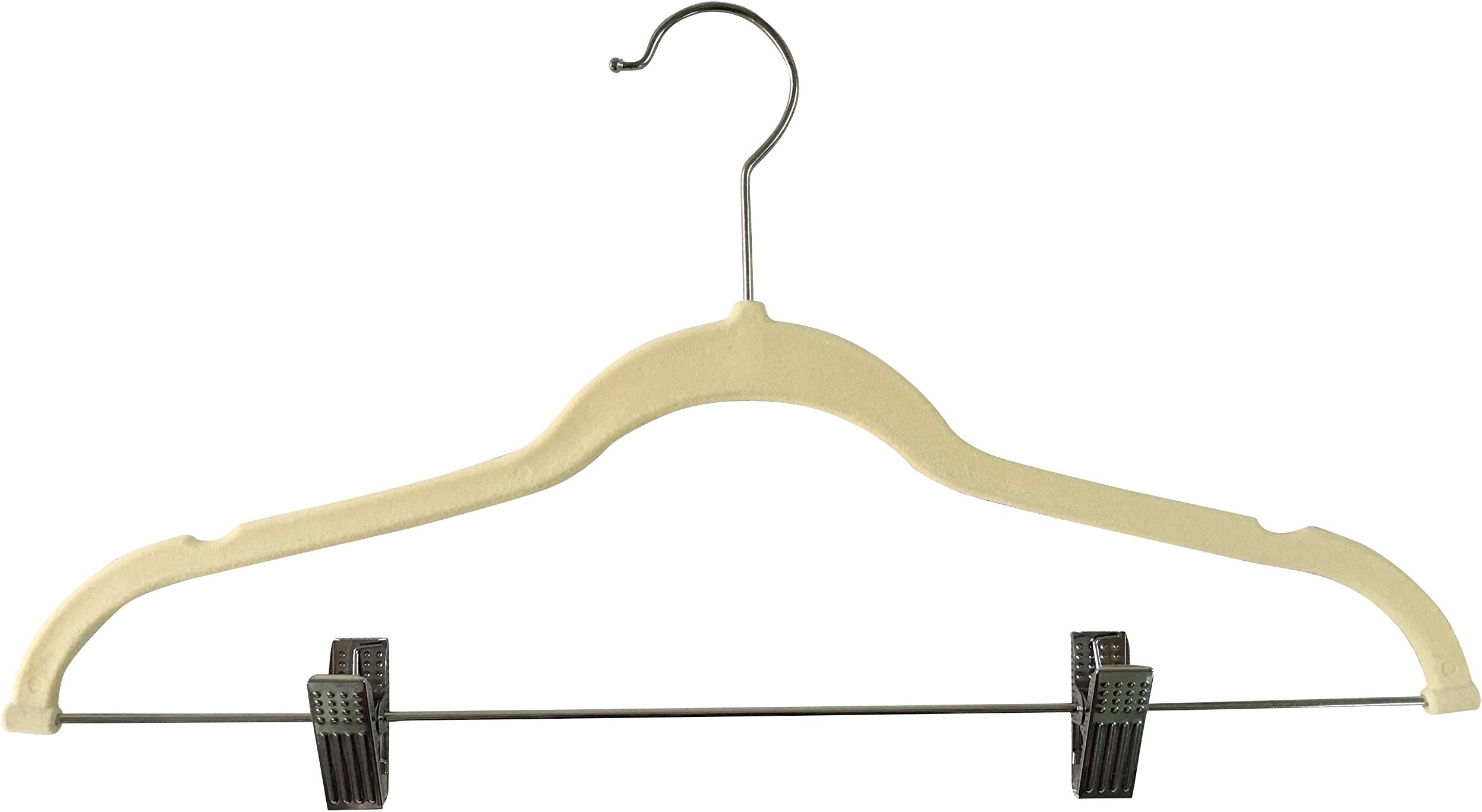 Jeronic 12 Pack Ivory Velvet Hangers Clothes Hangers Velvet Hanger Clothing Hangers Clothes Hanger Suit Hanger Ultra Thin No Slip for Shirts, Suit and Dresses