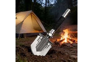 Folding Rescue Shovel - High Carbon Steel Camping Spade, Multifunctional Compact Digging Tool for Off-Roading, Hiking, Campin