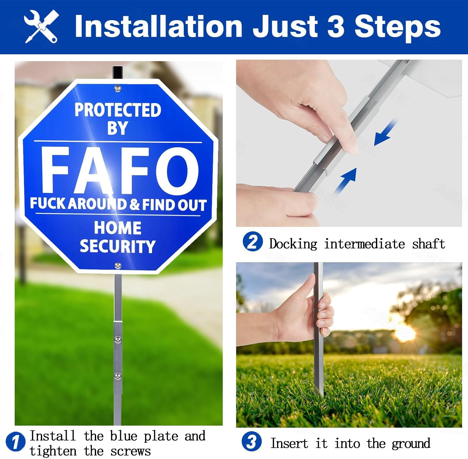 Fuck Around and Find Out Yard Sign -100% Aluminum Protected By Fafo Funny Warning Sign UV Protected With Ground Stake 28