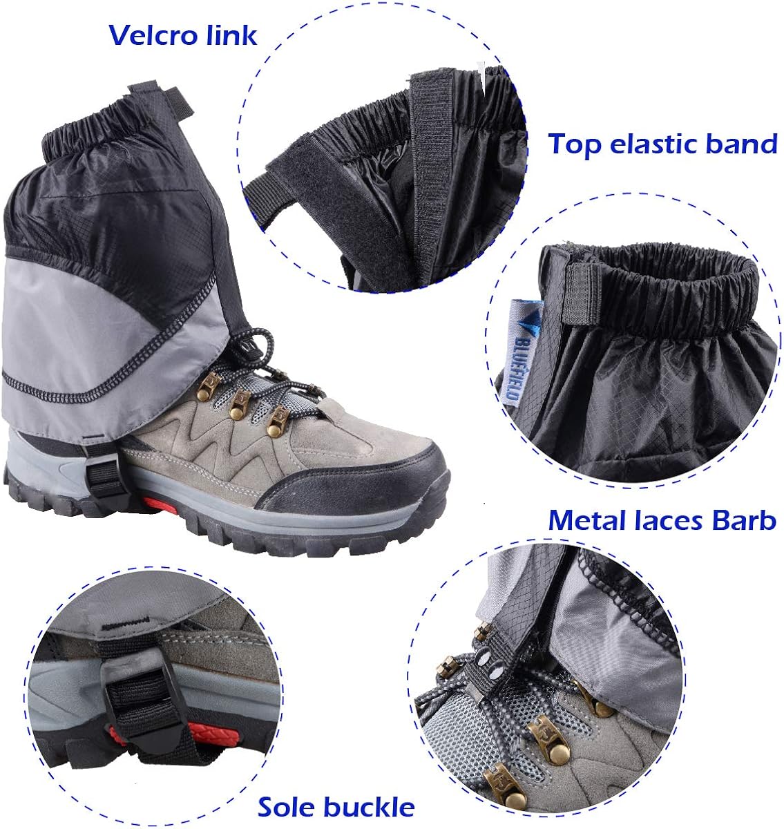 TRIWONDER Hiking Gaiters for Men Women Waterproof Ankle Leg Gaiters Lightweight Low Gators Snow Gaiters for Walking Backpacking (Orange & Grey) - Image 4