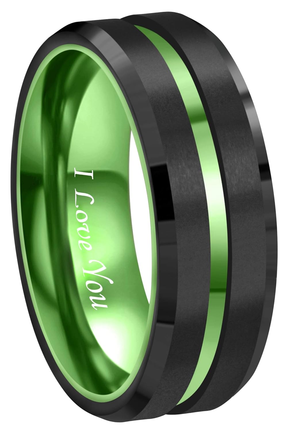 Buy RoyalKay 8mm Green Black Tungsten Wedding Band Ring Men Women Matte