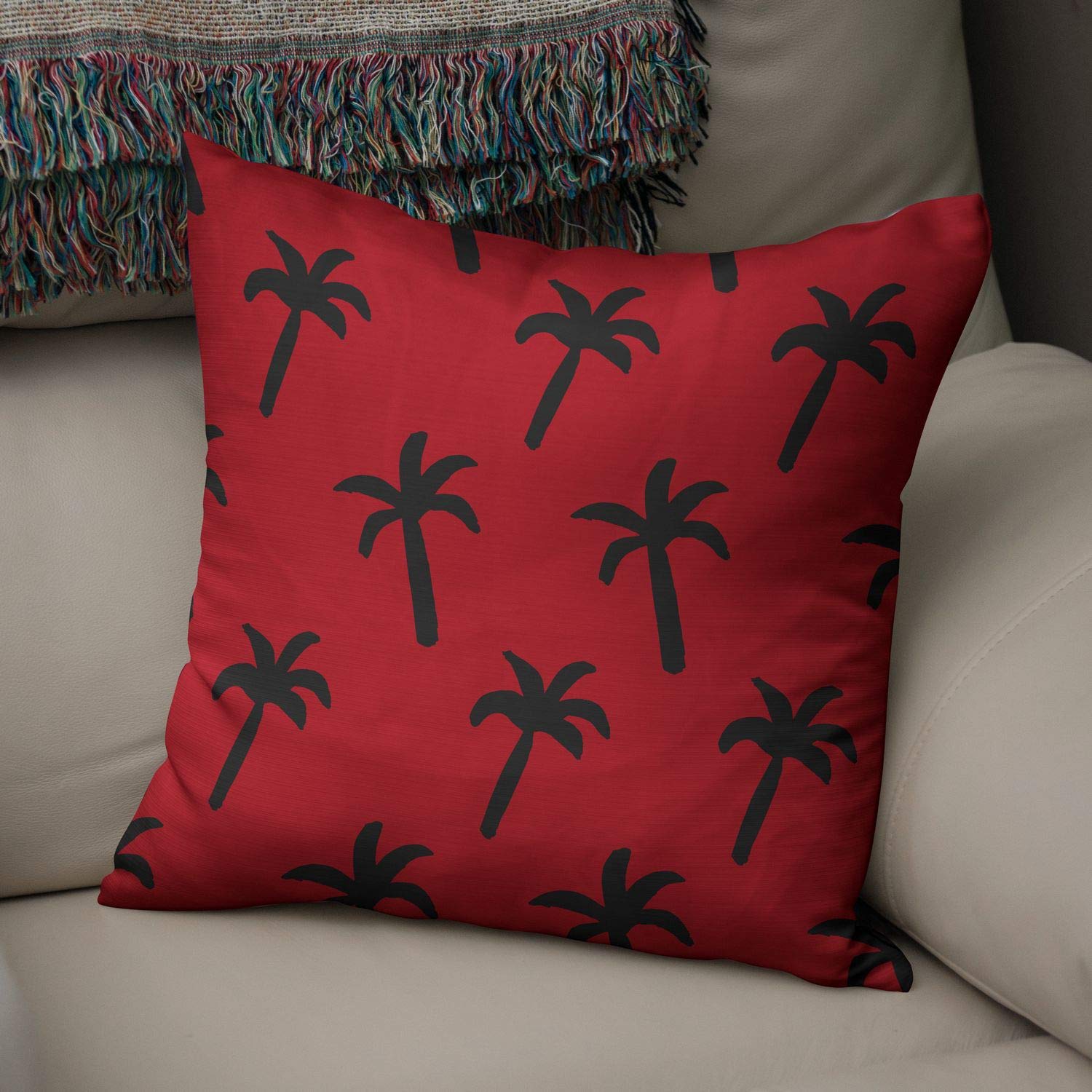 Bonamaison Decorative Cushion Cover Red & Black, Throw Pillow Covers, Home Decorative Pillowcases for Livingroom, Sofa, Bedroom, Size: 50x50 Cm - Designed and Manufactured in Turkey