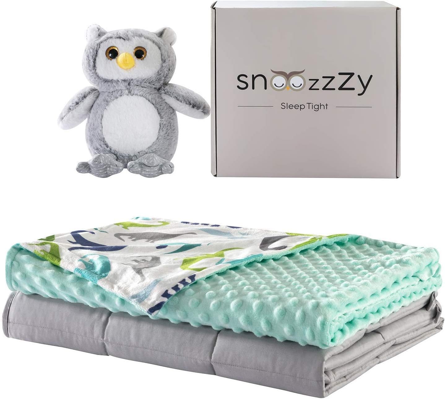 snoozzzy 5lb Weighted Blanket For kids Great For Sleep, Green Dinosaur Cover, Size 36X48