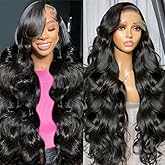 30 Inch 13x6 Lace Front Wigs Human Hair 220 Density Body Wave Lace Front Wigs Human Hair Brazilian Natural Black HD Lace Fron