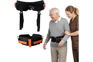 NurtureCare Upgraded Gait Belt with Metal Buckle, Transfer Belt with Handles and Leg Straps, Lift Belt for Seniors, Walking Support, Mobility and Elderly Assistance (Orange, Medium)