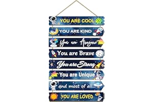 Paquesta Boys Room Decor Space Themed Bedroom Decor for Boys Bedroom Inspirational Wall Art for Kids Wall Decorations Little Boy Blue Toddler Room Wood Sign Nursery Room Decor (Space)