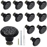 Biaungdo 12 Pcs Black Ceramic Kitchen Cabinet Knobs | Retro Ceramic, Vintage Round, Decorative, For Cabinet Drawer Cupboard Closet Door