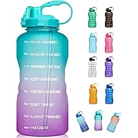 Giotto Large 1 Gallon/128oz (When Full) Motivational Water Bottle with Time Marker & Straw, Leakproof Tritan BPA Free…