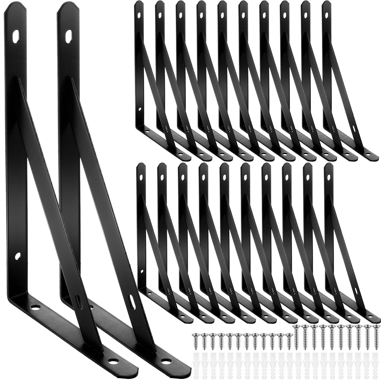 Nuogo 20 Pack Heavy Duty Shelf Brackets Bulk Metal Floating Shelving ...