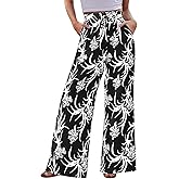 CFLONGE Palazzo Pants for Women Casual 2026 Summer High Waist Floral Wide Leg Pant Trendy Boho Trousers Fashion Beach Outfits
