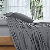 SONORO KATE 100% Viscose Derived from Bamboo_Sheets Queen Size, Ultra Breathable & Cooling Bed Sheets for Hot Sleepers, Hotel Luxury Silky Bedding Sheets, 16" Deep Pocket - 4PC (Grey,Queen)