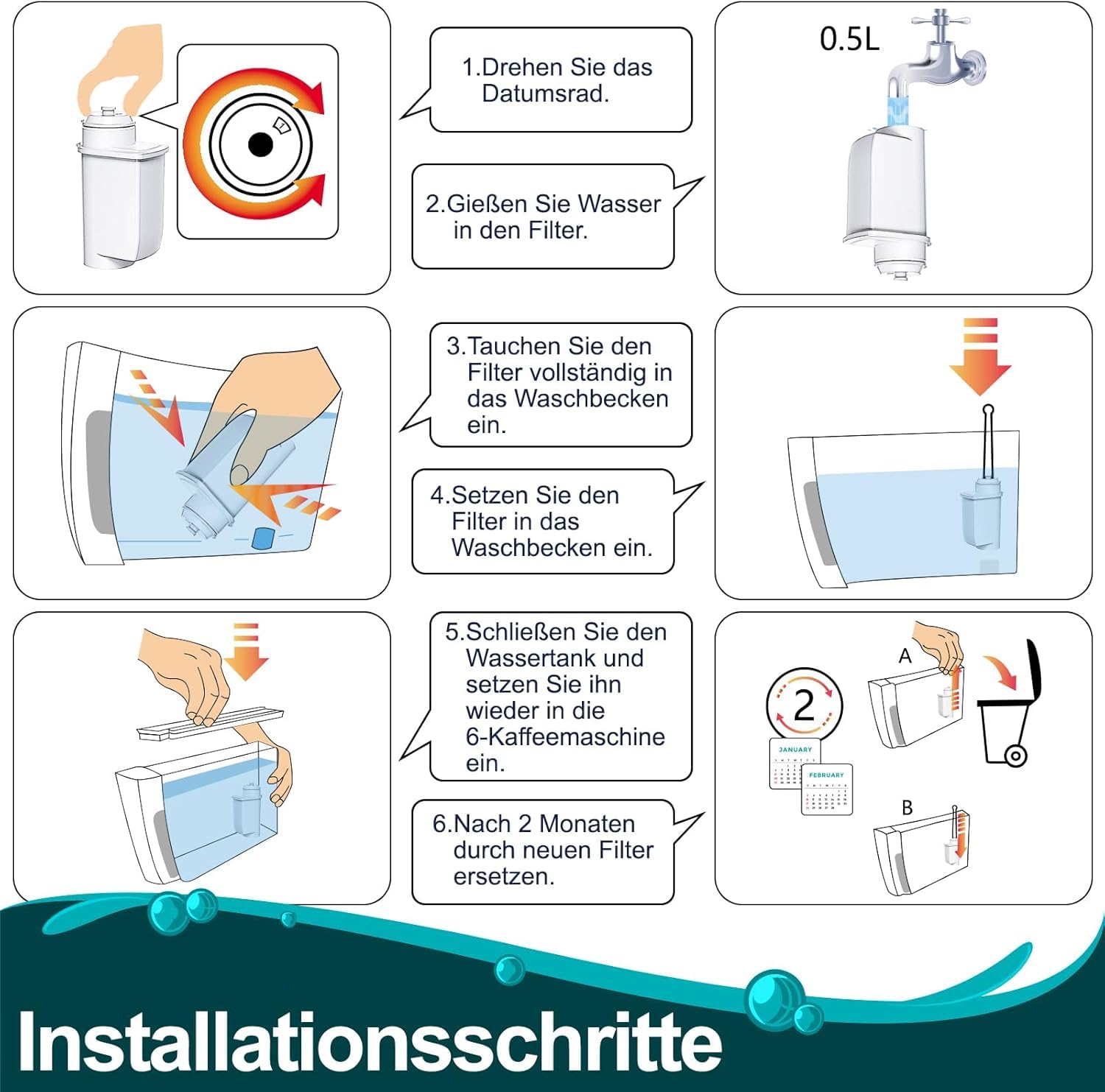 ARETHONE 10 Stück Ersatzwasserfilter für Siemens EQ Series, EQ5/EQ6/EQ7/EQ9, EQ500/EQ700/EQ900/S700, Wasserfilter Kaffeevollautomat für Bosch TCZ7003, TCZ7033, TZ70003, für Brita Intenza 575491 5