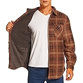 HODOSPORTS Mens Flannel Shirts Jacket Fleece Sherpa Lined Heavyweight Button Down Plaid Shirts Coat Long Sleeve with Pockets