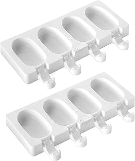 WENTS Eisformen Silikon-Form für 4 EIS am Stiel, je 70 ml, mit 10 Holzstielen, Eisformen Popsicle Formen BPA Frei, 2pcs
