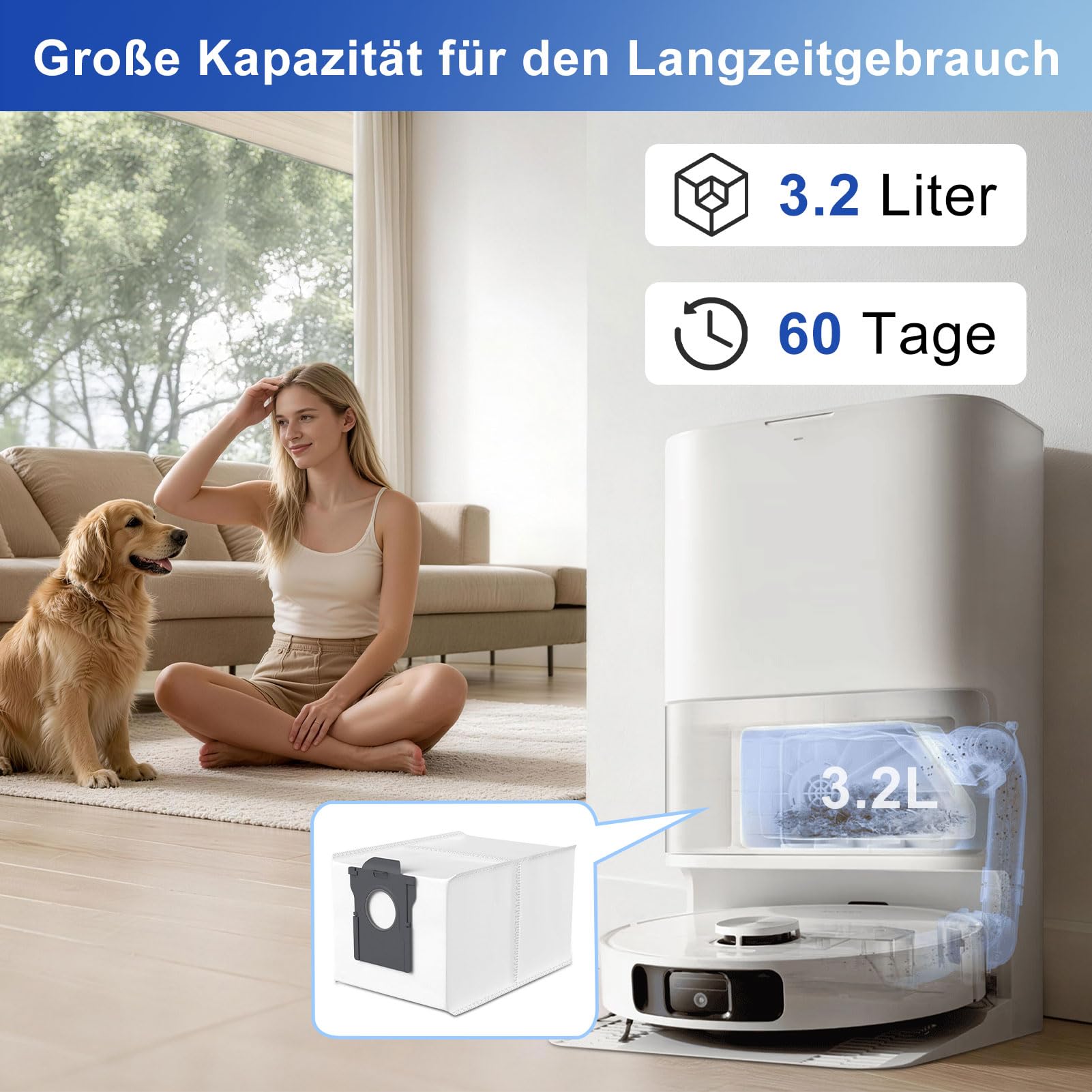 Fishoney 15 Stück Staubbeutel für Dreame L10s Ultra Gen 2/Gen 3, L40s Pro Ultra, X50/X40 Ultra Complete/X30 Ultra, L10s Pro Ultra Heat, Mova E30 Ultra/V50 Ultra Complete Staubsaugerbeutel Ersatzteile 5