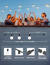 XMCOSY+ Patio Lights 75Ft Dimmable LED Outdoor
