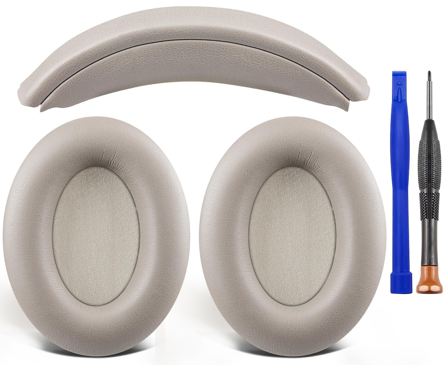 SOULWIT Ear Pads Cushions + Headband, Replacement Kit for Sony WH-1000XM3 (WH1000XM3) Over-Ear Headphones, Replacement Headstrap Pad & Earpads Repair Part - Silver