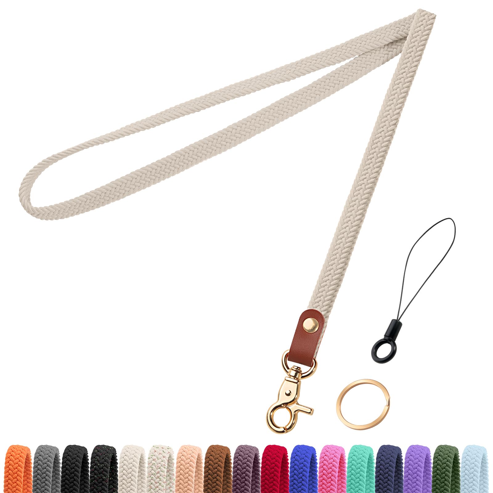 Photo 1 of Fishent Stretchy Thin Lanyards for Keys ID Badges, Cute Long Teacher Neck Key Lanyard Keychains for Women Men Wallet Phone(Starlight)