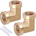 Boeray 2pcs Brass Fittings 90 Degree Barstock Street Elbow 1/8" NPT Female Pipe Forged Brass Pipe Fittings
