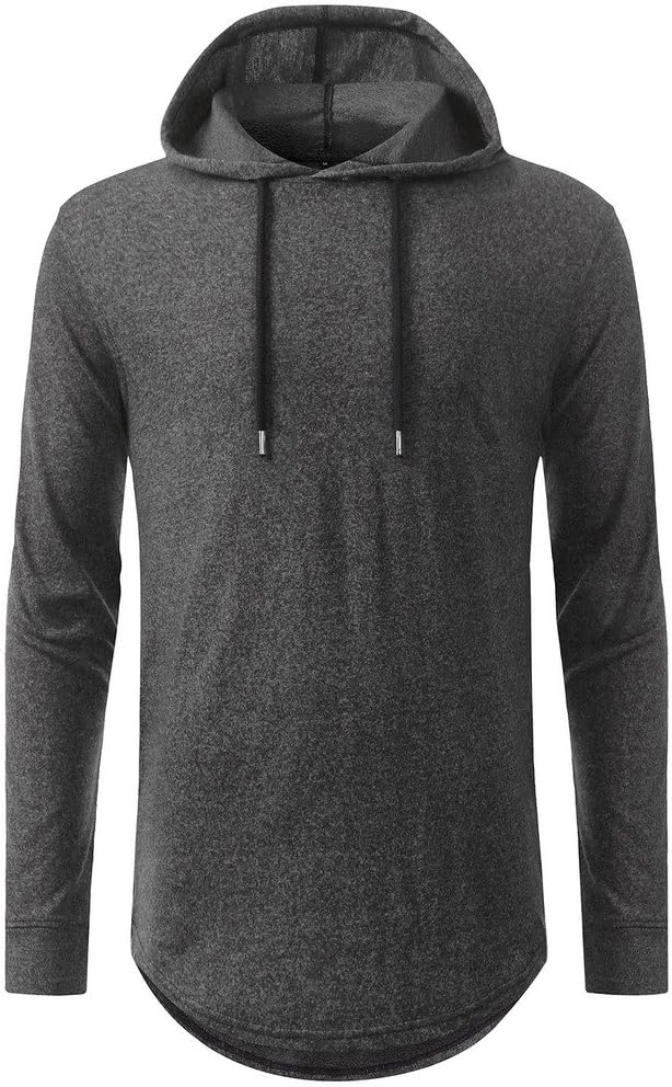 Yingkis Men's Hipster Hip Hop Asymmetric T-Shirt Long Hooded Sweatshirts