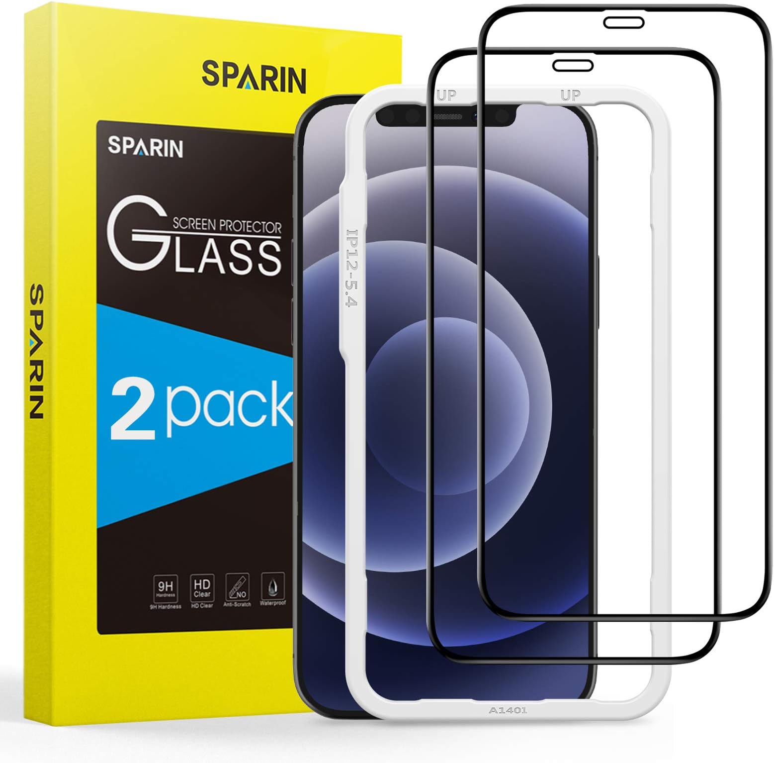 SPARIN 2 Pack Screen Protector Compatible with iPhone 12 Mini 5.4 Inch, Tempered Glass, 3D Full Coverage, with Easy Alignment Tool