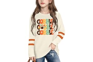 VVNTY Thanksgiving Shirt for Kids: Boys Girls Thankful Grateful Blessed T Shirt Fall Long Sleeve Tops 5-14y