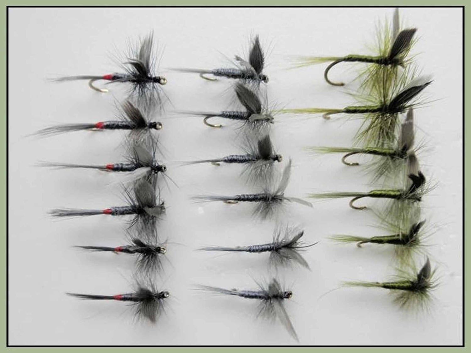 Dry Trout Fishing Flies, 18 Blue Dun, Olive Dun & Iron Blue Dun, Choice