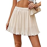 Avanova Women Pleated Mini Skirt Skorts Chiffon High Waisted A line Short Skirts