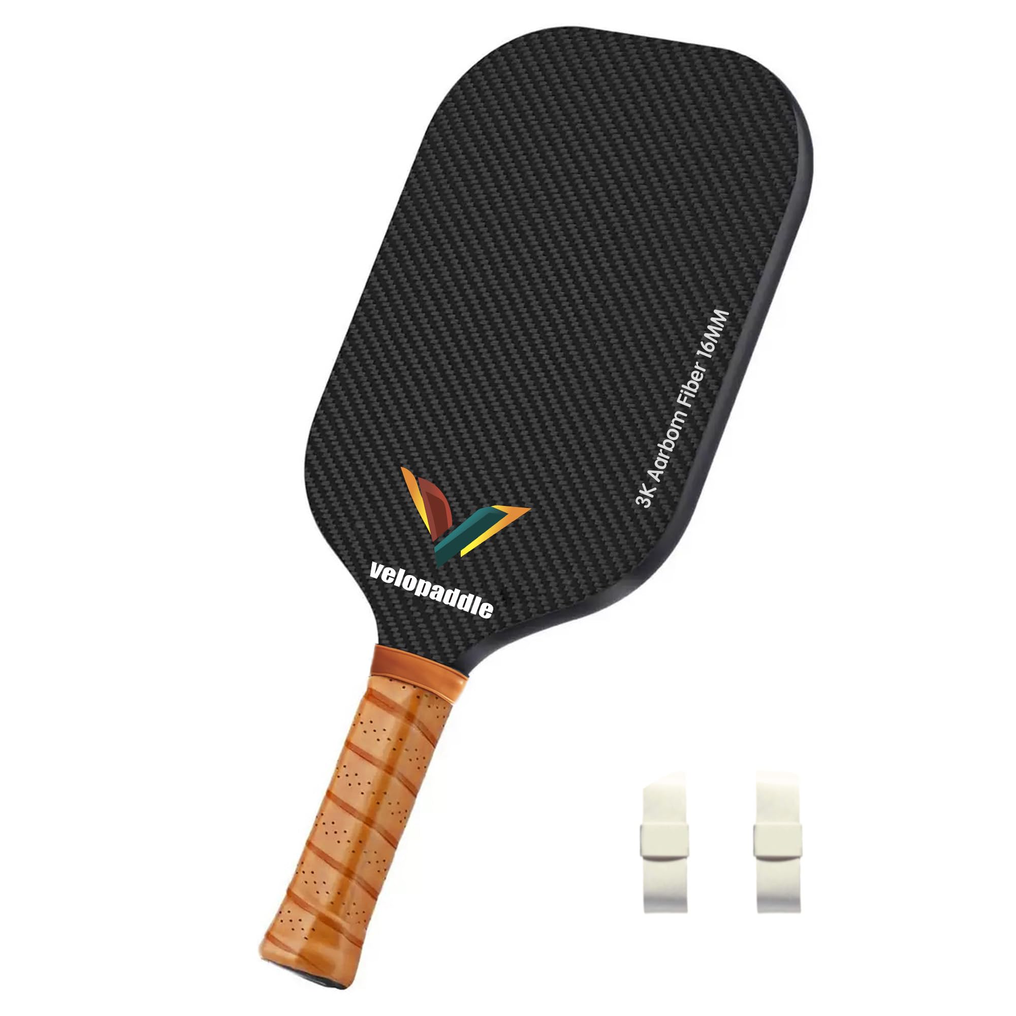 Photo 1 of VeloPaddle 3K Raw Carbon Fiber Pickleball Paddle – Textured Surface for High Spin, 16mm Polypropylene Honeycomb Core, Lightweight & Non-Slip Grip, Ideal for Matches & Recreation?Frameless Paddle?