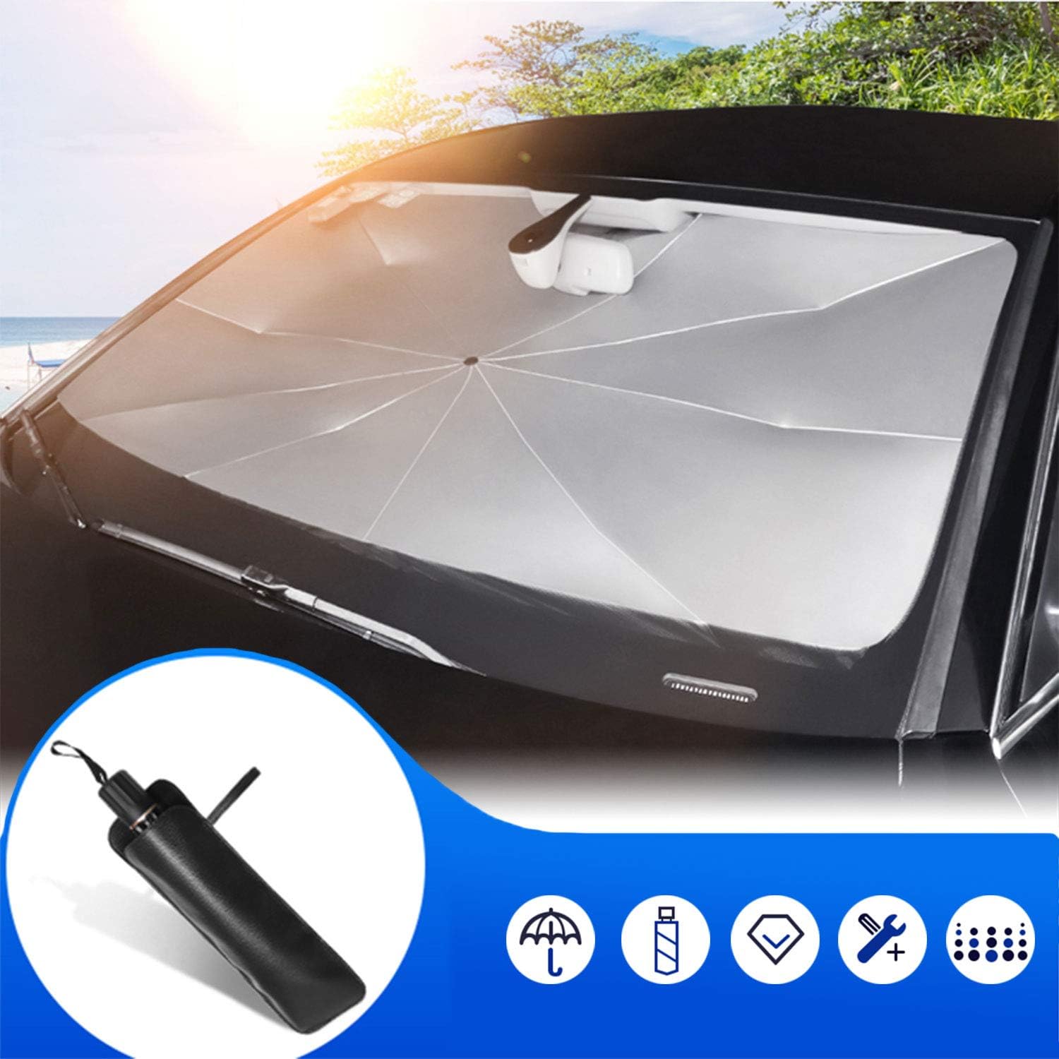 Pare-soleil Voiture 145x85cm - Protection UV Et Chaleur - Pliable Avec Poignée 360° - Universel Pour SUV, Berline