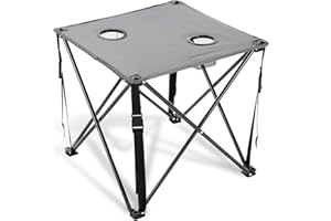 ARROWHEAD OUTDOOR 26” (66cm) Portable Camping Folding Table, 2 Cup Holders, Square, Carrying Case, Steel Frame, High-Grade 600D Canvas