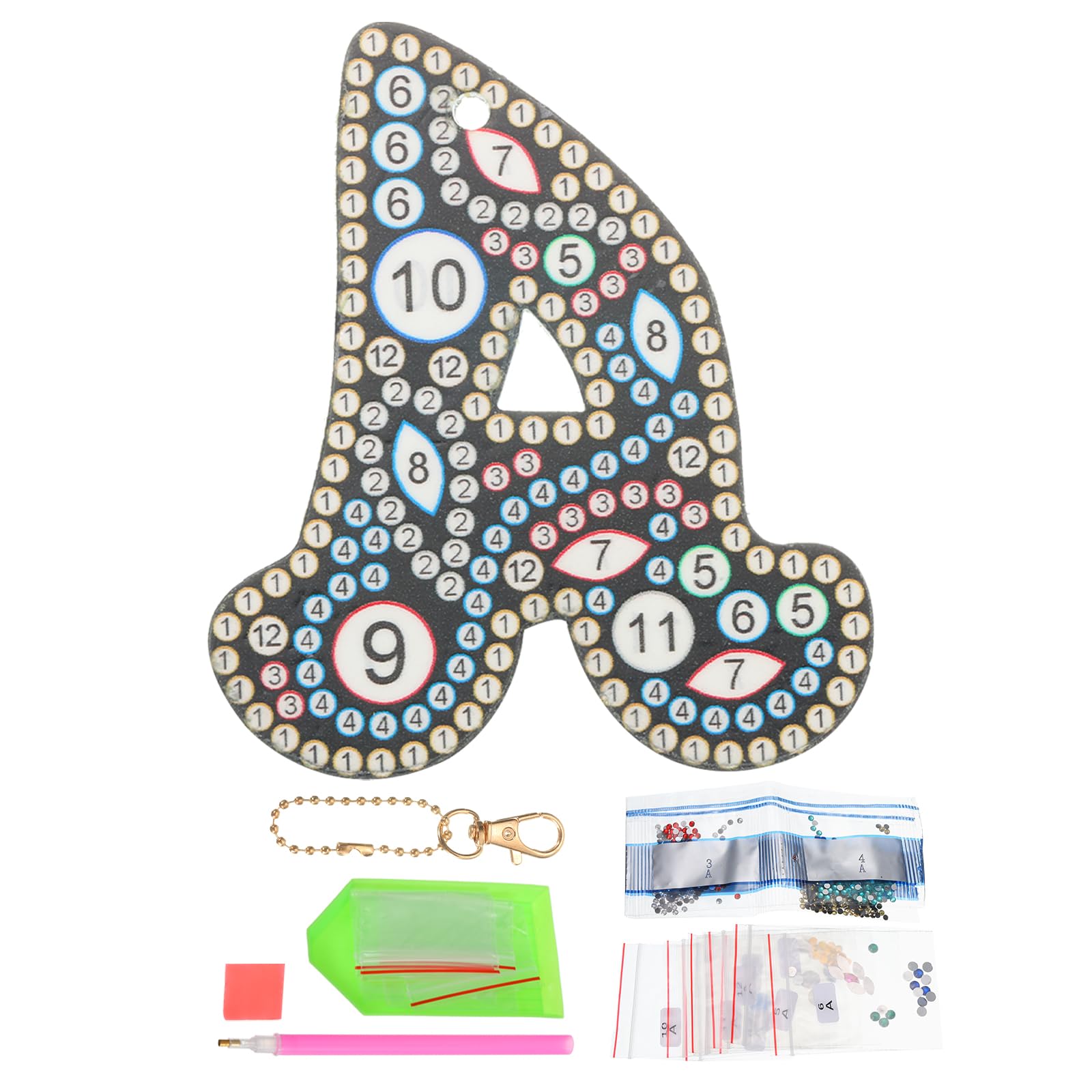 PATIKIL Diamond Art Keychains, 1 PCS Diamond Art Painting Letters Keychains Initial Alphabet Kit DIY Crystal Rhinestones Key Chain Double Sided 5D for Gift Christmas, a