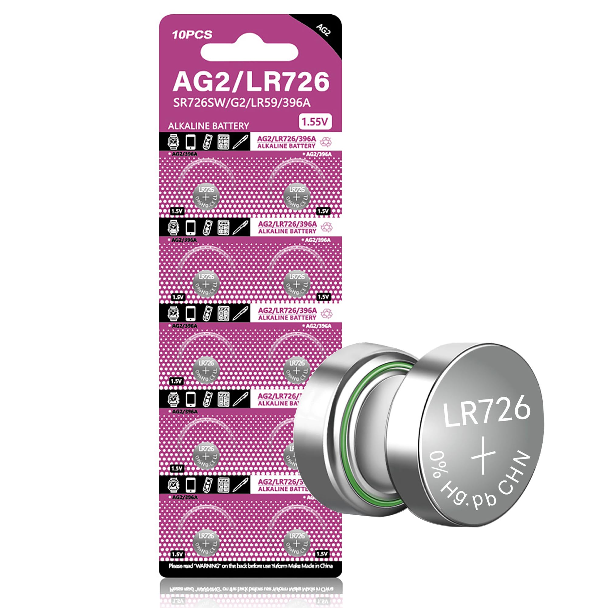 Photo 1 of Cotchear AG2 396A LR726 SR726SW CX59 LR59 SR59 397 Button Cell Batteries [10 pcs-Pack]