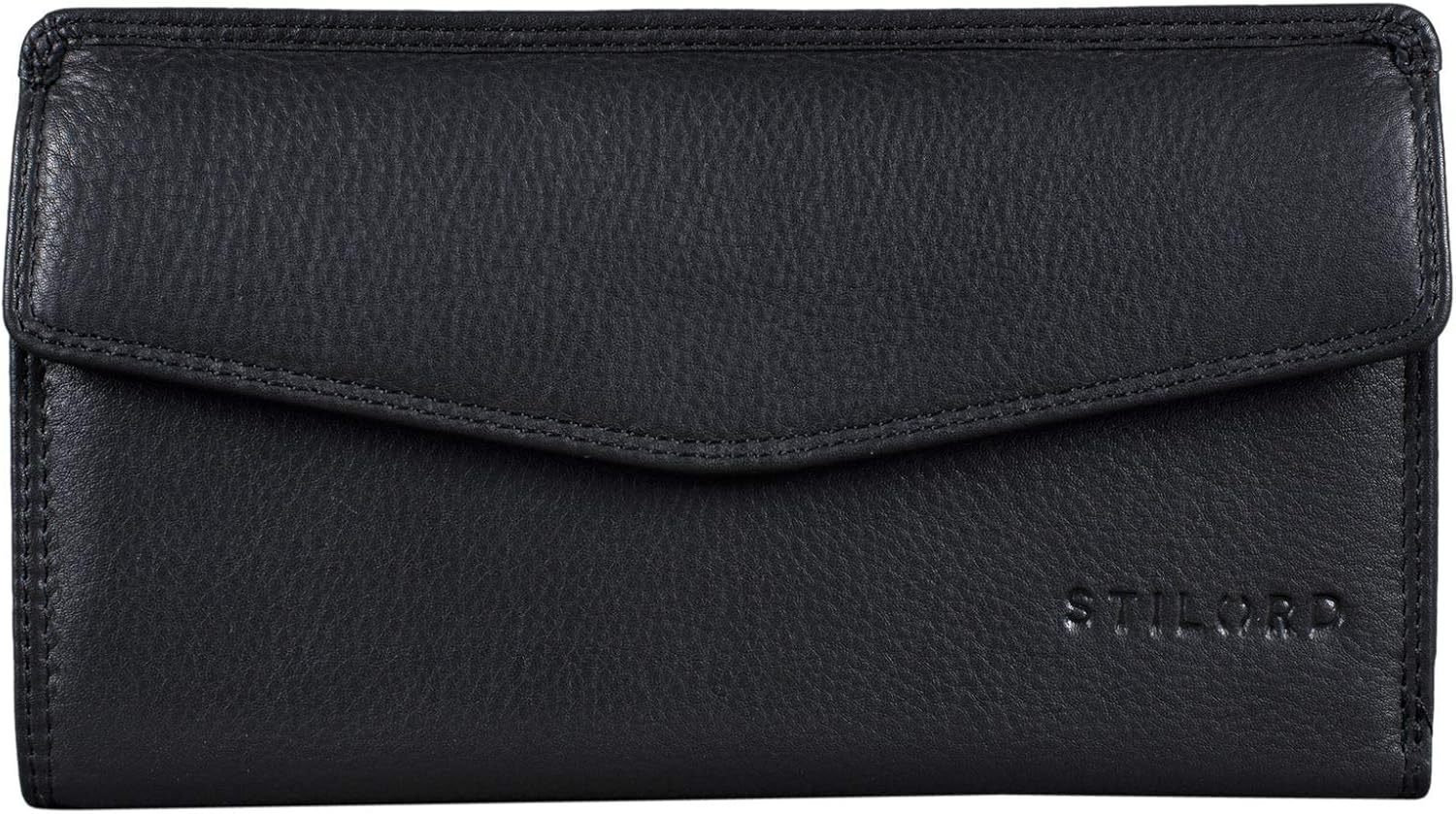 STILORD 'Gloria' Leather Wallet Ladies RFID and NFC Protection with 14 Credit Card Slots and Gift Box Purse for Women Colour:Black