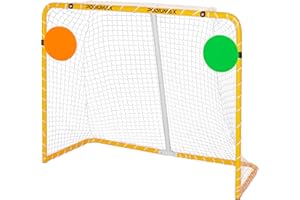 PodiuMax 54"x44" Youth Steel Street Hockey Goal, Indoor Outdoor Hockey Net for All Players, Portable Training Equipment, Youth Roller Hockey Goals with 2 Targets for Backyard Park Garage