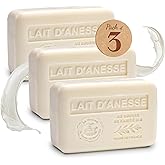 Donkey Milk Soap Bars 3xPack – Enriched With Organic Shea Butter - 97% Natural Ingredients -Traditional French Milled Bar Soap Made in Provence - Gentle For Skin – 3x8.8 oz - La Maison Du Savon
