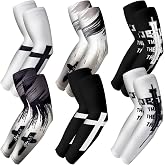 Geyoga 6 Pairs Youth Arm Sleeves Baseball Football | Compression Arm Sleeves, UV Sun Protection, Breathable Youth Sports Gear for Football Volleyball Baseball Basketball Running