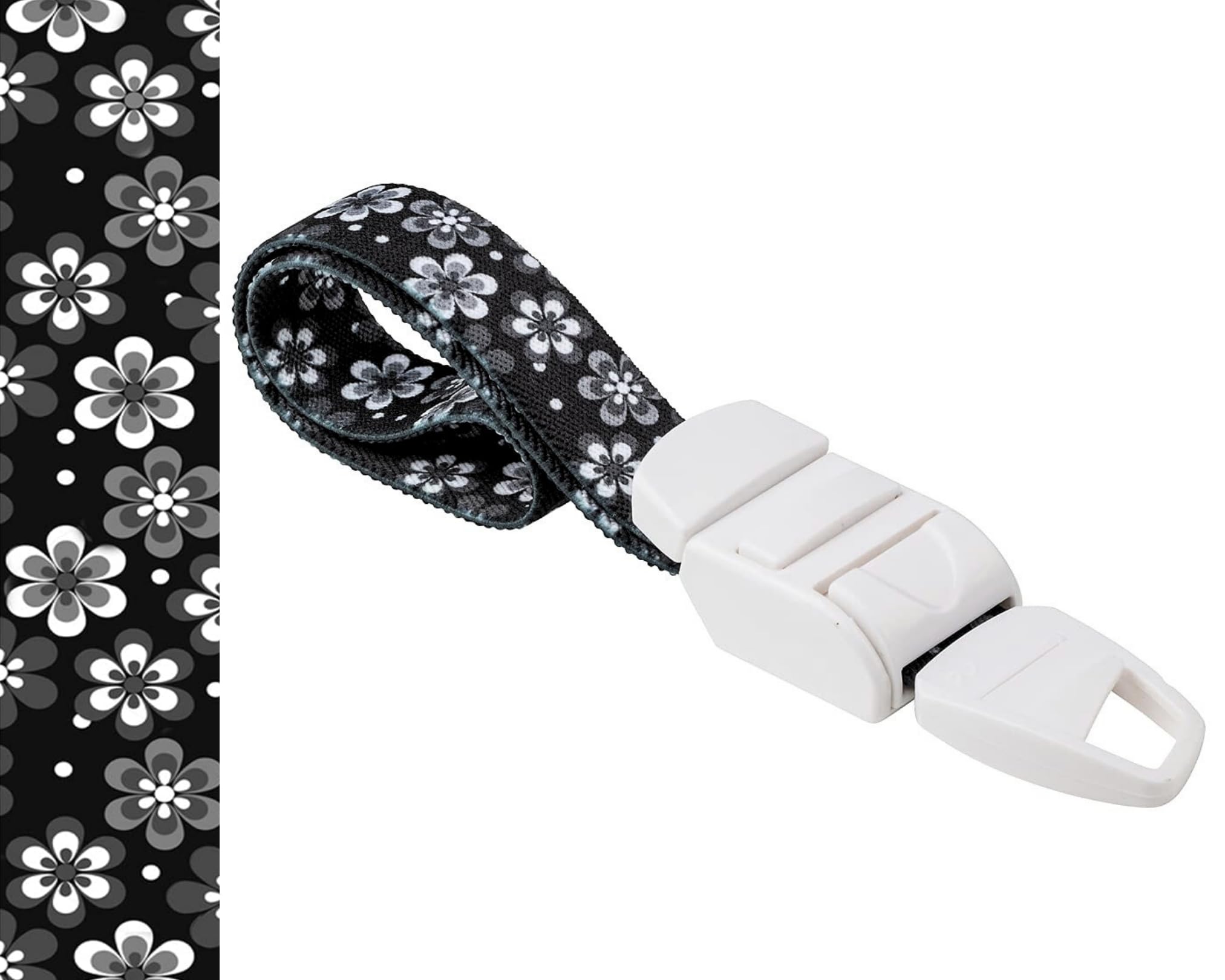 ROLSELEY Medical Tourniquet with FLORAL BLACK & WHITE Pattern with ABS Plastic Buckle Latex Free Elastic Band Perfect for Doctors, Nurses, Students and Paramedics