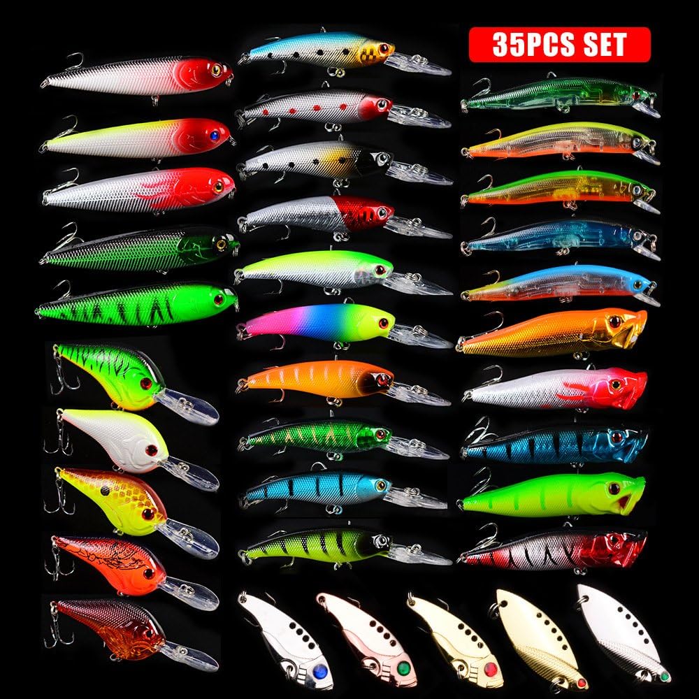 Karin Beckett Fishing Lures Set Bass Hard Bait Topwater Minnow Crankbait Multi-Color Artificial Wobbler Treble Hook Popper Trout Saltwate Swimbait Freshwater