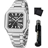 NIBOSI Men Watches Analog Quartz Stainless Steel Silver Watches for Men Waterproof Business Classic Watch with Day and Date Display Wrist Watch for Work and Casual Wear