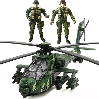 OTONOPI Military Helicopter Pull Back Toy w/ Lights Sounds Diecast Air Force