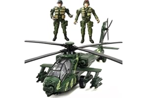 OTONOPI Military Helicopter Pull Back Army Airplane Toys with Lights and Sounds Diecast Air Force Model Plane Birthday Xmas Gifts for Boys and Girls, Bonus with 2 of Army Men Action Figures