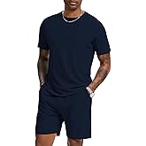 H Hellisal Mens Short Sets 2 Piece Outfits Fashion Summer Tracksuits Casual Set Short Sleeve and Shorts Set for Men