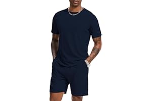 H Hellisal Mens Short Sets 2 Piece Outfits Fashion Summer Tracksuits Casual Set Short Sleeve and Shorts Set for Men